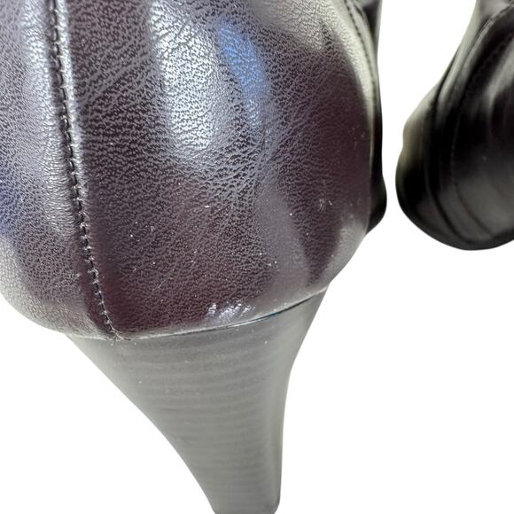 Nickels Park Brown Faux Leather Heeled Slip On Square Toe Booties Women's Size 9 - Picture 8 of 10